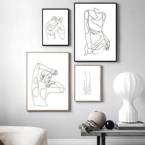 Female Figure Line Drawing Wall Art Prints Lady Body Silhouette Canvas Posters Minimalist Paintings For Home Office Decoration