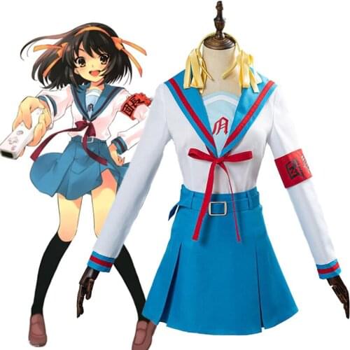 Anime Suzumiya Haruhi No Yuuutsu Cosplay Suzumiya Haruhi Costume Women Girls Jk Uniform Top Skirt Outfit Halloween Carnival Suit