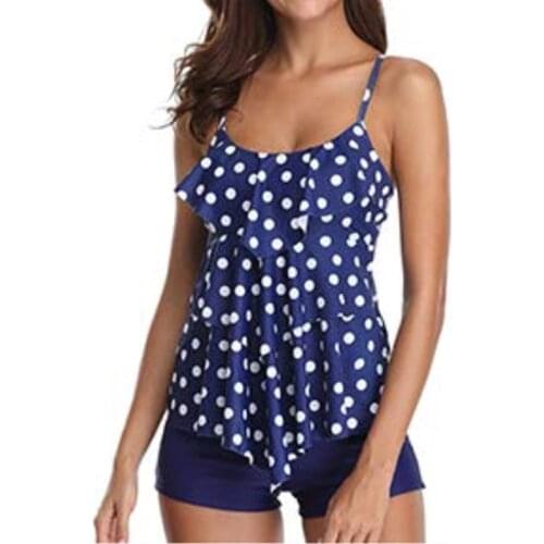 Plus Size Swimwear Women 2020 Swimsuit Cute Dot Print Push Up Bikini Set Boho Beach Reffle Two Piece Outfits Bathing Suit Women