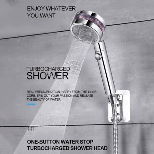 Gold Shower Head with Switch on/off Button 360 Degrees Rotating Removable Turbocharged Double Sided Gentle Shower W3JE