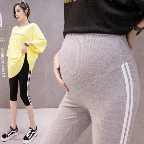 071# 2020 Summer Thin Skinny Maternity Legging 7/10 Length Short Capris Clothes for Pregnant Women Casual Belly Pregnancy Pants