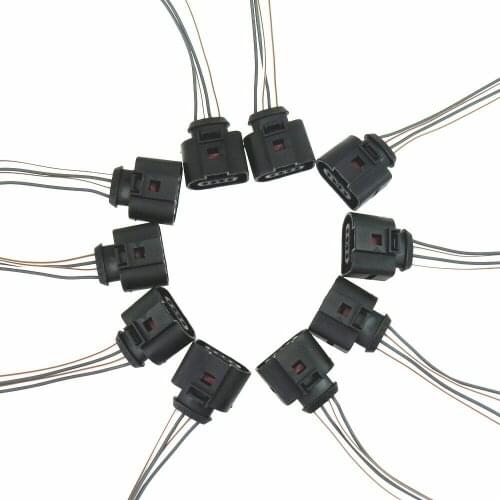 HONGGE 10Pcs 1J0973704 Air Inlet Pressure Sensor Plug Pigtail Cable 4 Pins for Beetle Golf Passat B5 A4 A6 TT 1J0 973 704