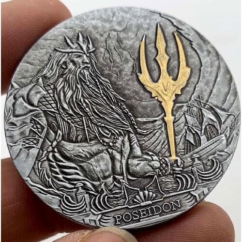 2019 Sea King Poseidon Silver Gold Coins Elizabeth One Troy Ounce Replica Souvenir Gifts Crafts Collection