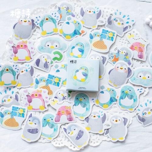 45Pcs/Box Cute Penguin Stickers Diy Gift Card Photo Album Diary Scrapbook Stationery Stickers School Supplies Mini Seal Stickers