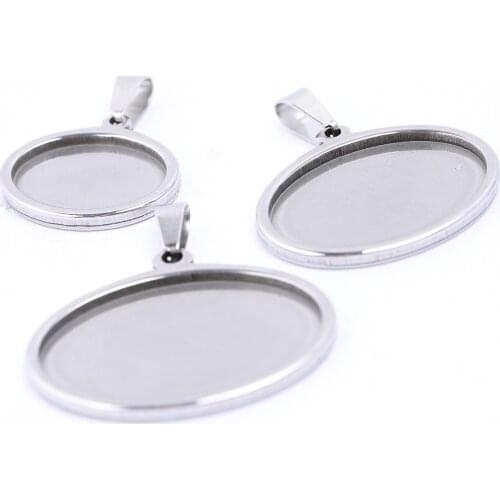 5pcs Stainless Steel Oval 13x18mm 18x25mm Oval Cabochon Pendant Base Setting Trays Diy Bezel Blanks For Jewelry Making
