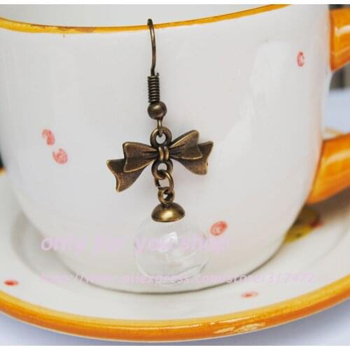 50set/lot 14*4mm Glass Globe Ball Glass Bubble & earring findings DIY Glass Vial pendant glass ball dangle earring