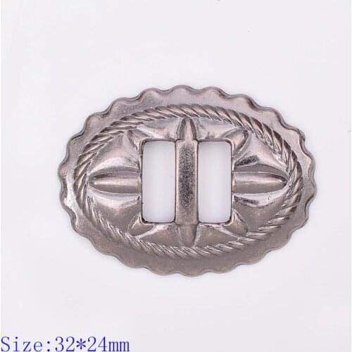 5X DIY Flower Engraved Sliver Western Saddles Leathercraft Slotted Conchos 32*24mm