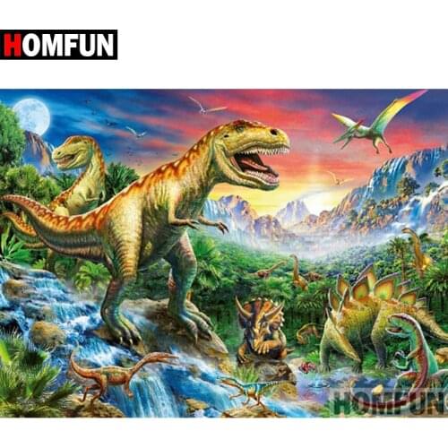 HOMFUN 5D DIY Diamond Painting Full Square/Round Drill "Animal dinosa" 3D Embroidery Cross Stitch gift Home Decor A00485