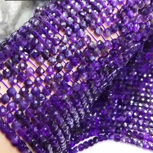 Amethyst purple square faceted 4-5mm for DIY jewelry making loose beads FPPJ wholesale beads nature gemstone