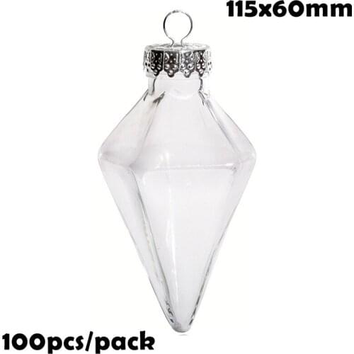 Free Shipping DIY Paintable/Shatterproof Clear Christmas Decoration Ball Fillable 115mm Plastic Diamond Shape Ornament, 100/Pack