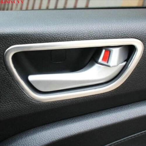 BJMYCYY 4PCS/SET Interior handle stainless steel decorative frame For Hyundai Solaris 2 Verna 2017