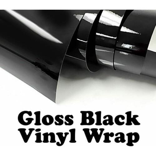 Auto Glossy Black Vinyl Wrap Film Cars Stickers Decal With Air Bubble Free Computer Laptop Skin Phone Cover Motorcycle Stickers