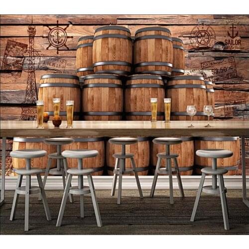 Milofi custom large 3D wallpaper mural nostalgia wood bar wine barrel winery background wall decoration mural wallpaper
