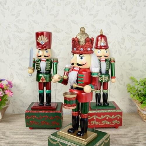 Toy 31CM fine painted nutcracker Music Box walnut soldiers Exquisite Gift Box Christmas gift HT056