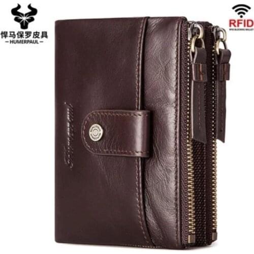 Cow Leather Rfid Genuine Leather Wallets Men Wallet Credit Business Card Holders Vintage Brown Leather Wallet Purses Quality