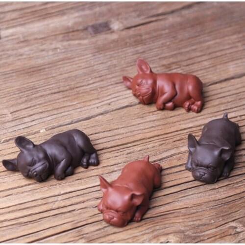 Creative Puppy Tea Pet Purple Clay Bully dogs Decoration Lucky Puppy Tea Accessories