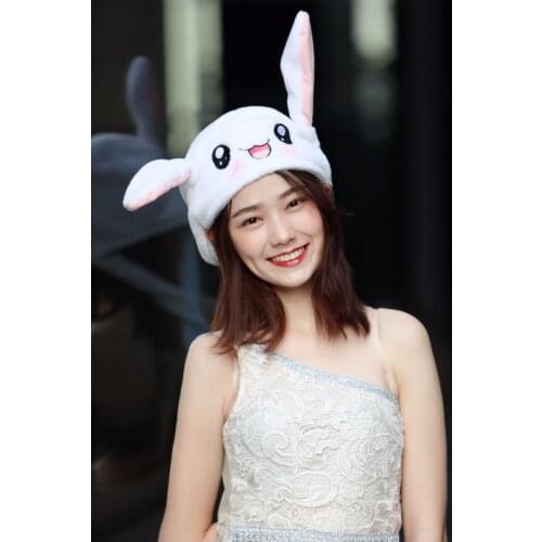 Shakes Same paragraph A rabbit with a pinched ear Hats Erect ear Lovely Blame magnet Gasbag Plush toys Novelty toy