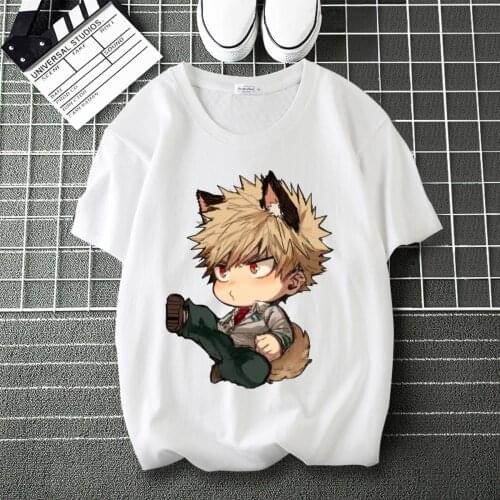 My Hero Academia Bakugo Katsuki Comic Print summer T-Shirt Round Collar Short Sleeve Modal Top Tee