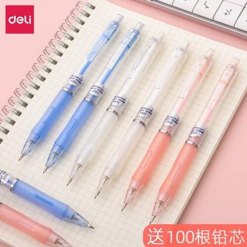 Deli Mechanical Pencil 0.5/0.7mm Writing Point Automatic Pencil Drawing Design Painting Black Refills School Office Stationery