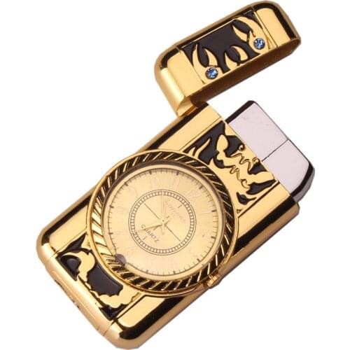 Multiple Shapes Clock Watch Quartz Lighter Compact Butane Jet Torch Cigarette Cigar Straight Fire Lighter NO GAS Men Gift