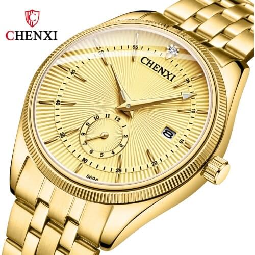 CHENXI 069 Women Men Hot Fashion Creative Quartz Watches Golden lovers Luxury Clock Ladies Casual Waterproof Gift Wristwatch