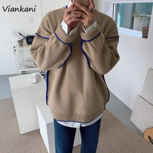Mens Sweater Korean Loose Kintted Round Collar Wear Sweaters Tops For Male Autumn Trendy Thickened New Sweater Men Clothes