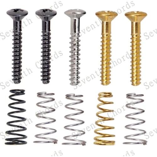 A Set 6 Pcs Guitar Humbucker Single Coil Pickups Mount Adjust Height Screws & Conical Springs - M3*22mm Flat Tail screw