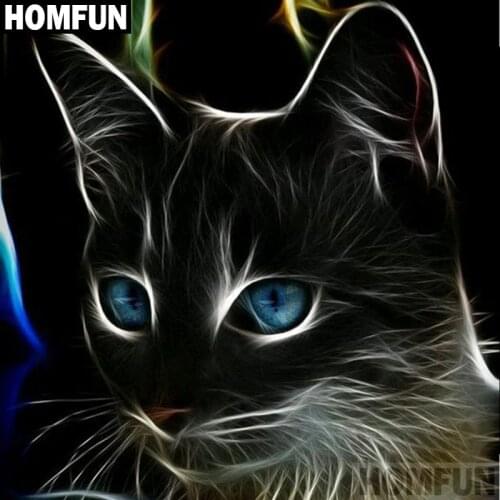 HOMFUN Full Square/Round Drill 5D DIY Diamond Painting "Animal cat" Embroidery Cross Stitch 5D Home Decor Gift A02732