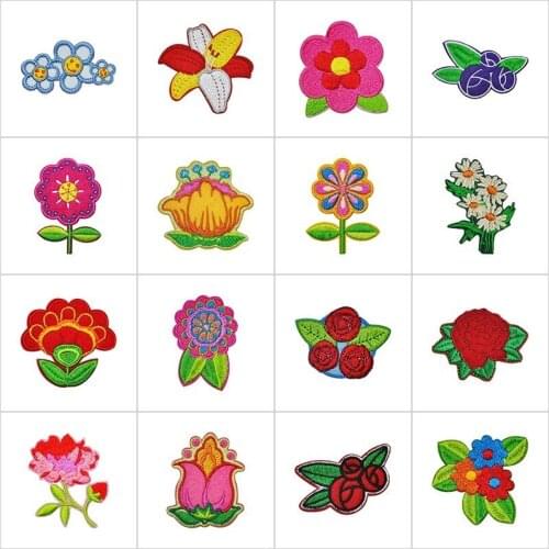 50pcs/lot Flowers Embroidery Patches Letters Clothing Decoration Accessories Diy Iron Heat Transfer Applique Patches
