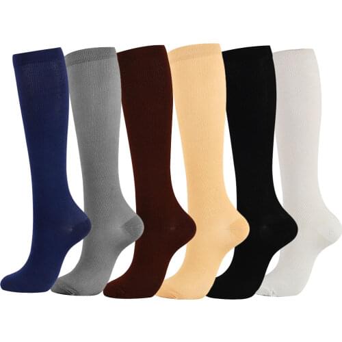 Summer Autumn Unisex Men Women Compression Socks Anti-Fatigue Solid Color Nylon Soft Relief Foot Pain Calf Leg Support Stockings