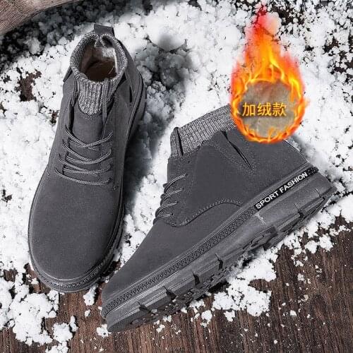 2021 New Winter Martin Boots Mens Plus Velvet Warm British Style High-top Mens Shoes Autumn and Winter Plus Velvet Snow Boots