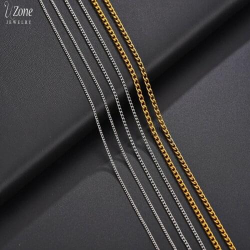 Uzone New High Polished Stainless Steel Side Chain Necklaces Gold Choker Necklace for Women Men Party Gift Free Shipping Jewelry