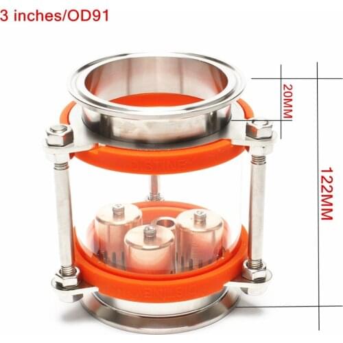 NEW Premium qualit 3"(OD91) Dioptr Dephlegmator Moonshine reflux Stainless Steel Sight Glass Union triclamp Copper bubble plate