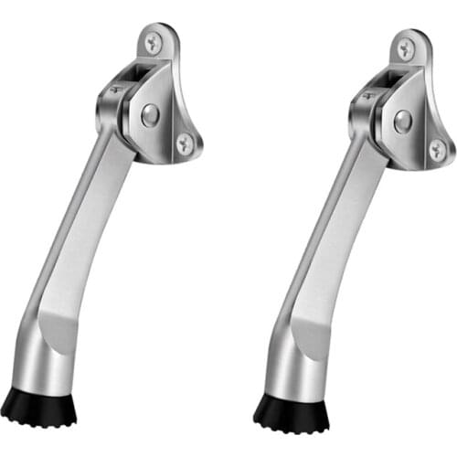 Door Stopper, 2 Pack 4-Inch Kickdown Door Stop, Door Kickstand, Door Stopper Hinge, Metal Door Stopper with a Non-Slip Rubber Ti