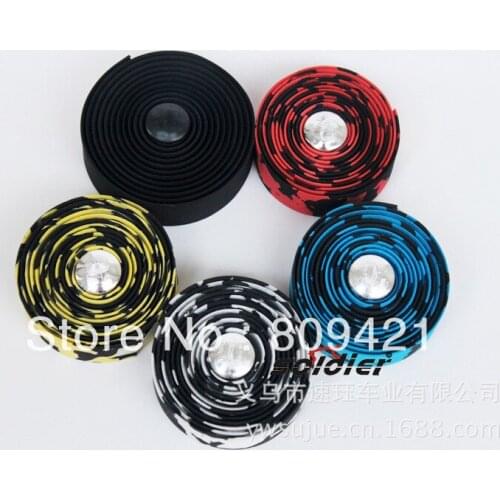 Whole Sale 50 pairs/lot 100pcsCycling Road Sports Bike Bicycle Grip Cork Handlebar Tape Wrap+Bar Plug 5 color 200x3cm