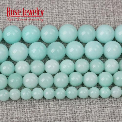 Wholesale Smooth Amazonite Stone Beads Natural Round Spacer Beads For Jewelry Making 4 6 8 10 12 mm 15'' Bracelet