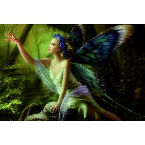 Full Square Drill 5D DIY Butterfly Elf girl in the woods diamond painting Cross Stitch 3D Embroidery Kits home decor H31