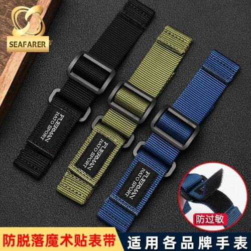 Hook-and-loop Fastener Nylon Watch Strap for Nato Seiko Timex Citizen Waterproof Sweat-Proof 20mm 22mm 24mm Outdoor Watch Band