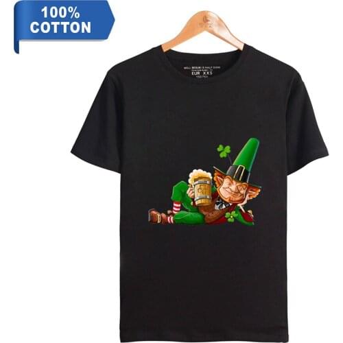 St. Patrick Summer hot sale cotton 100% pure cotton short-sleeved T-shirt loose and casual letter printing Mens T-shirts tops