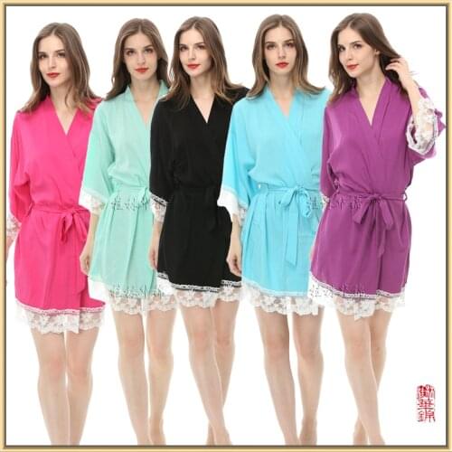 Wedding Bridal Kimono Robe Cotton Spa Night sleepwear bridesmaid robe