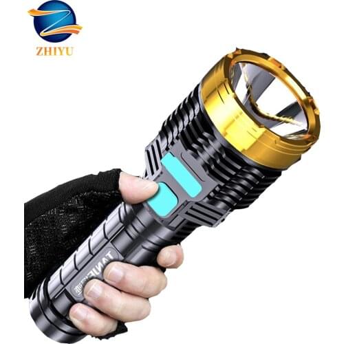 ZHIYU LED Strong Bright Flashlight Rechargeable Household Durable Long Range Small Portable Multifunctional Flashlight Fishing