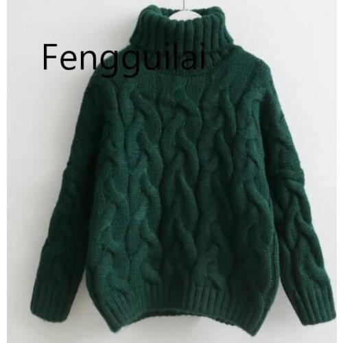 Women Turtleneck Sweaters Autumn Winter 2020 Pull Jumpers European Casual Twist Warm Sweaters Female oversized sweater Pull