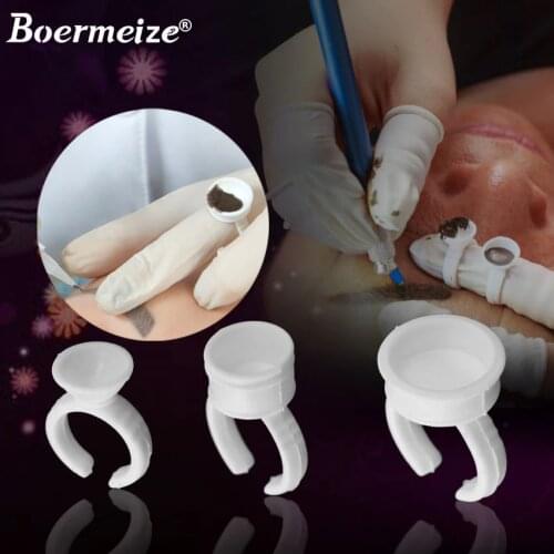 Tattoo Ink Ring Cups 300Pcs Undivider Plastic Permanent Makeup Microblading Disposable Pigment Container Cap Glue Gel Remover
