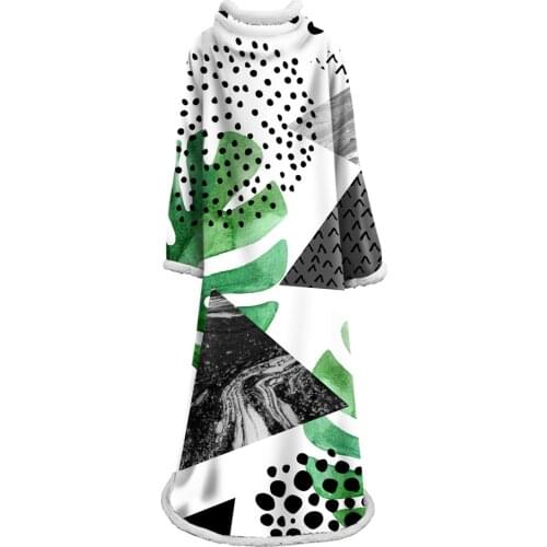 Leaf green Blankets hats sofa comfortable Blankets keep warm soft white bottom fashion style Blankets With Sleeve