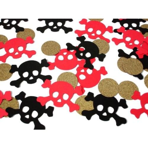 Gold Coins Skull and Crossbones Confetti, Pirate Confettis birthday wedding bridal baby shower party Table scatter s favors