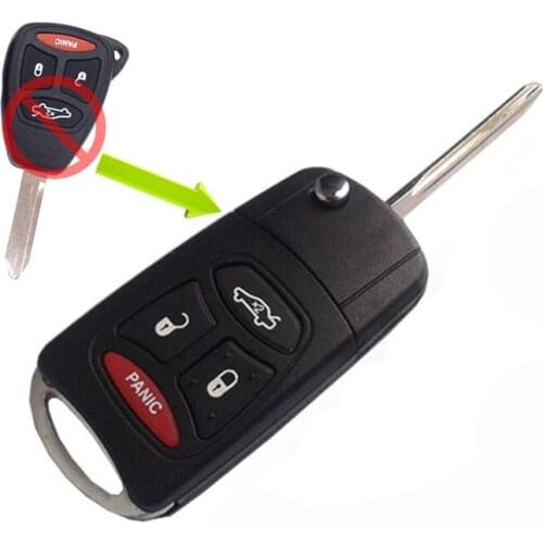 10pcs/lot 3+1 buttons Replacement flip modified remote key case shell for Dodge/Jeep/Chrysler without battery holder