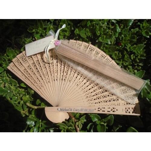 10pcs custom any text wedding sandalwood hand fans giveaways favors, personalized Engraved Lace Wood Hand Fans with organza bags