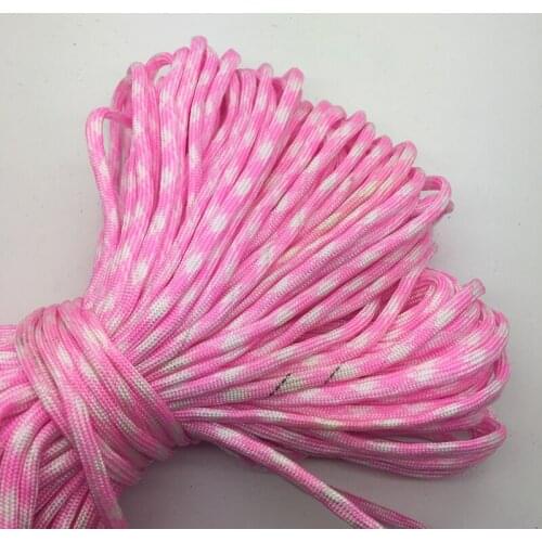 10yards/Lot Mix color Paracord Bracelets Rope 7 Strand Parachute Cord CAMPING HiKING Pink+White