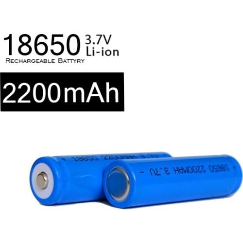 100pcs Blue Battery 2200mah 3.7v 18650 Li-Ion Rechargeable Battery Flashlight LED Lithium High Quality