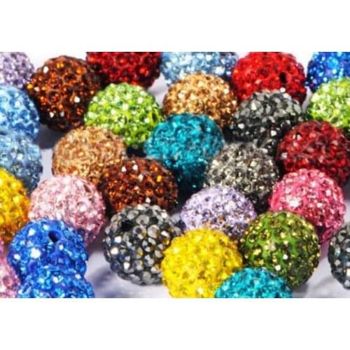 12mm 100pcs/lot mixed white o052398 multicolor Rhinestone round disco Beads bracelet diy making crystal